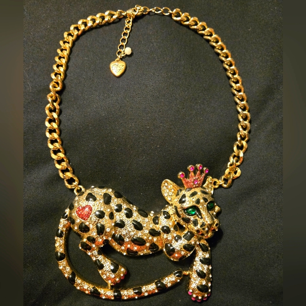 Betsey Johnson Vintage Princess Leopard Choker (19" Long)